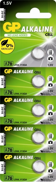 GP A76 ALKALINE LR44 1.5V BL.5