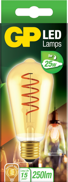 GP FIL E27 ST64 5W SPIRALFLAM