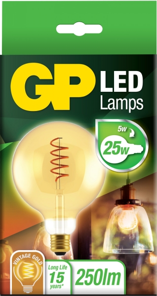 GP FIL E27 G125 5W SPIRALFLAM