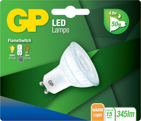 GP LED REFL. GU10 4.8W FLAME
