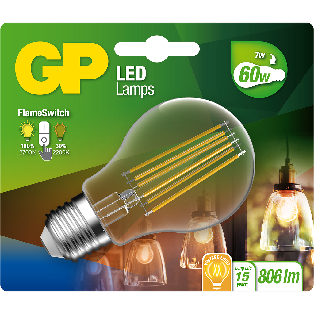 GP FIL CLASSIC E27 7W FLAME