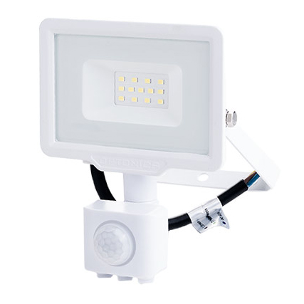 LED SMD FLOODLIGHT WHITE 10W 800LM AC220-265V 120° IP65 4500K - WITH SENSOR