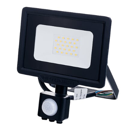 LED SMD FLOODLIGHT BLACK 30W 2400LM AC220-265V 120° IP65 4500K - WITH SENSOR