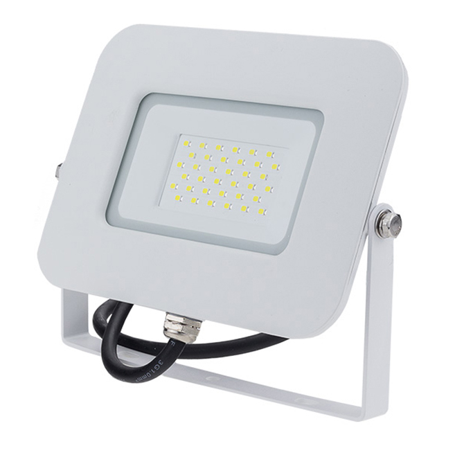 LED SMD FLOODLIGHT WHITE EPISTAR 30W AC170-265V 150° IP65 4500K 70CM CABLE