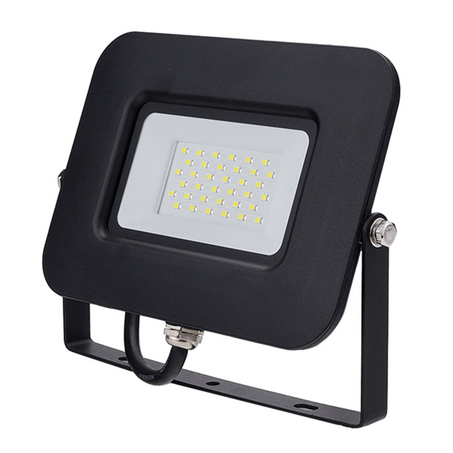 LED SMD FLOODLIGHT BLACK EPISTAR 30W AC170-265V 150° IP65 4500K 70CM CABLE