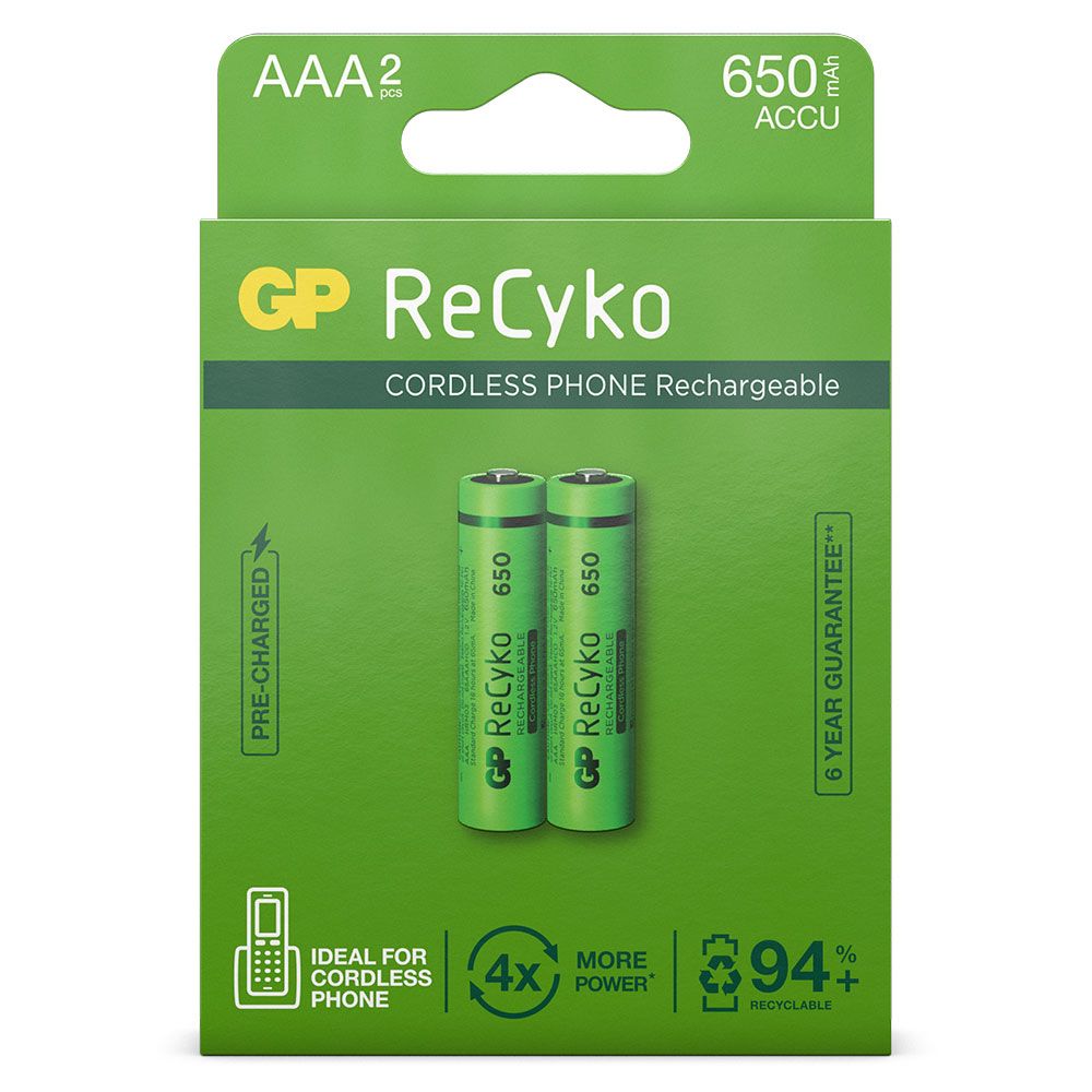 GP AAA NIMH/RECYKO 650MAH /2