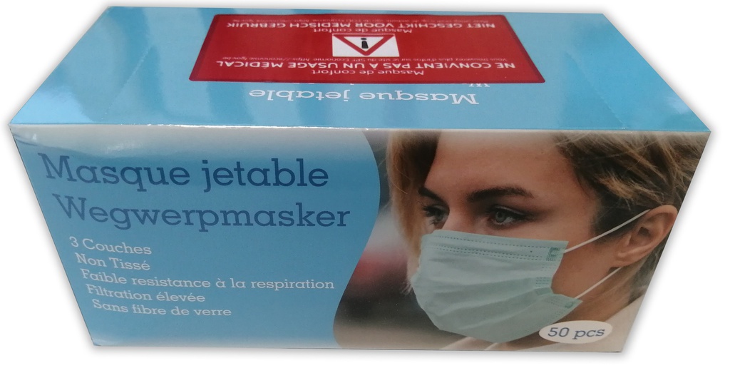 MASQUES DE PROTECTION 50PCS BLEUS