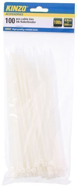 KABELBINDER TRANSPARANT 4,8 X 200MM 100 STUKS