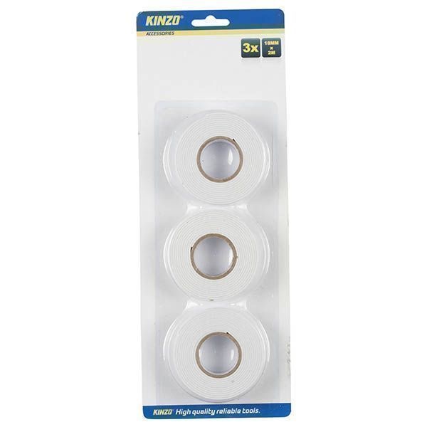 DUBBELZIJDIG TAPE PLAKBAND 3 STUKS