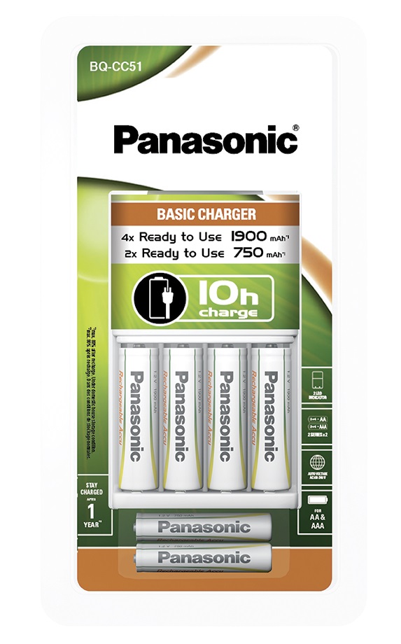 PANASONIC CHARGEUR BQCC51/BK K15/ KA 4P6 (AA)+2P03 (AAA)  750