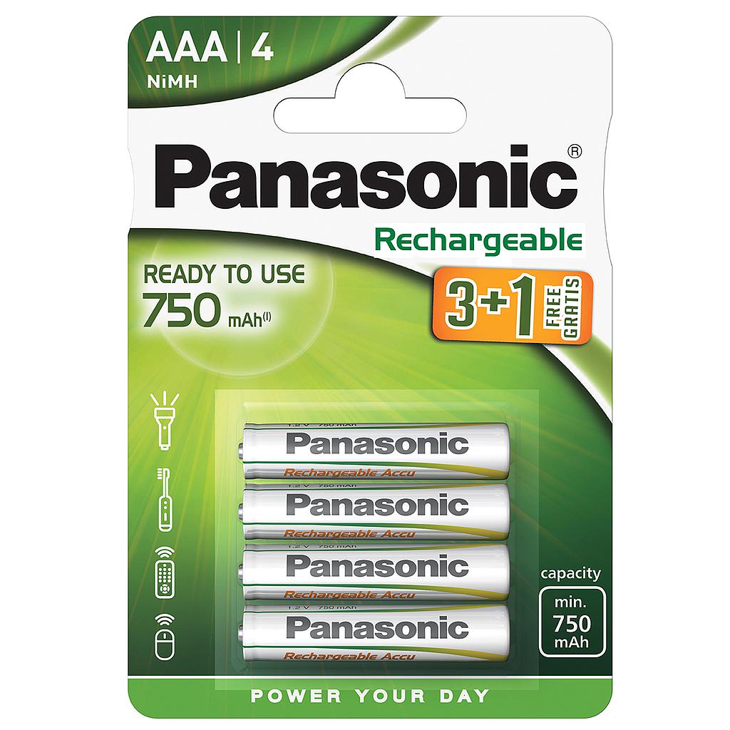 PANASONIC RECHARGEABLE P03E AAA 1,2V 750 /4 (3+1)