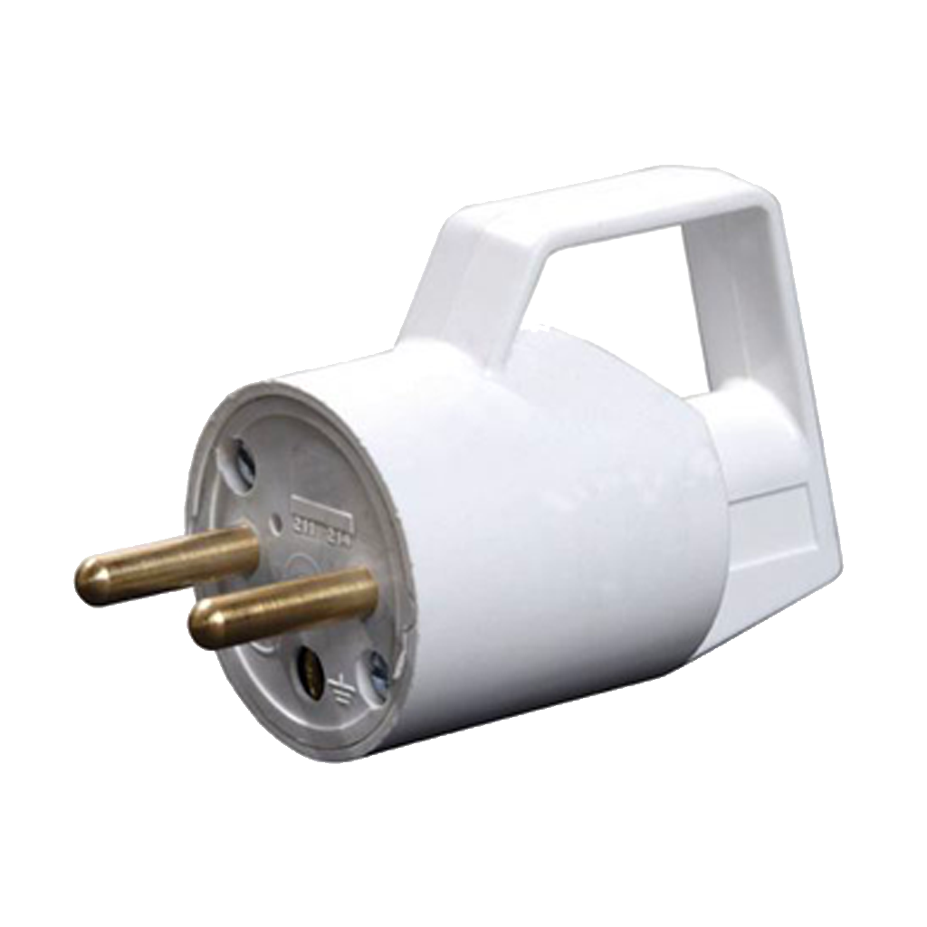 STEKKER 2P+AARDING 10/16A MET TREKRING WIT