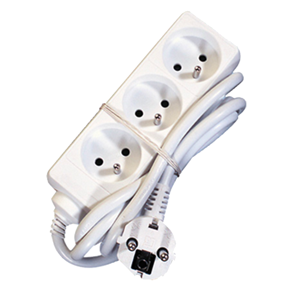 RAMPE  3X10/16A + CORDON 1,5M BLANC