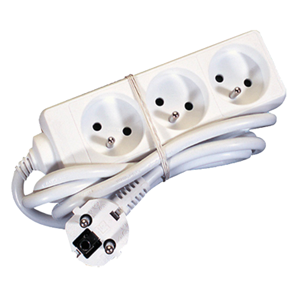 RAMPE 3X10/16A + CORDON 3M BLANC