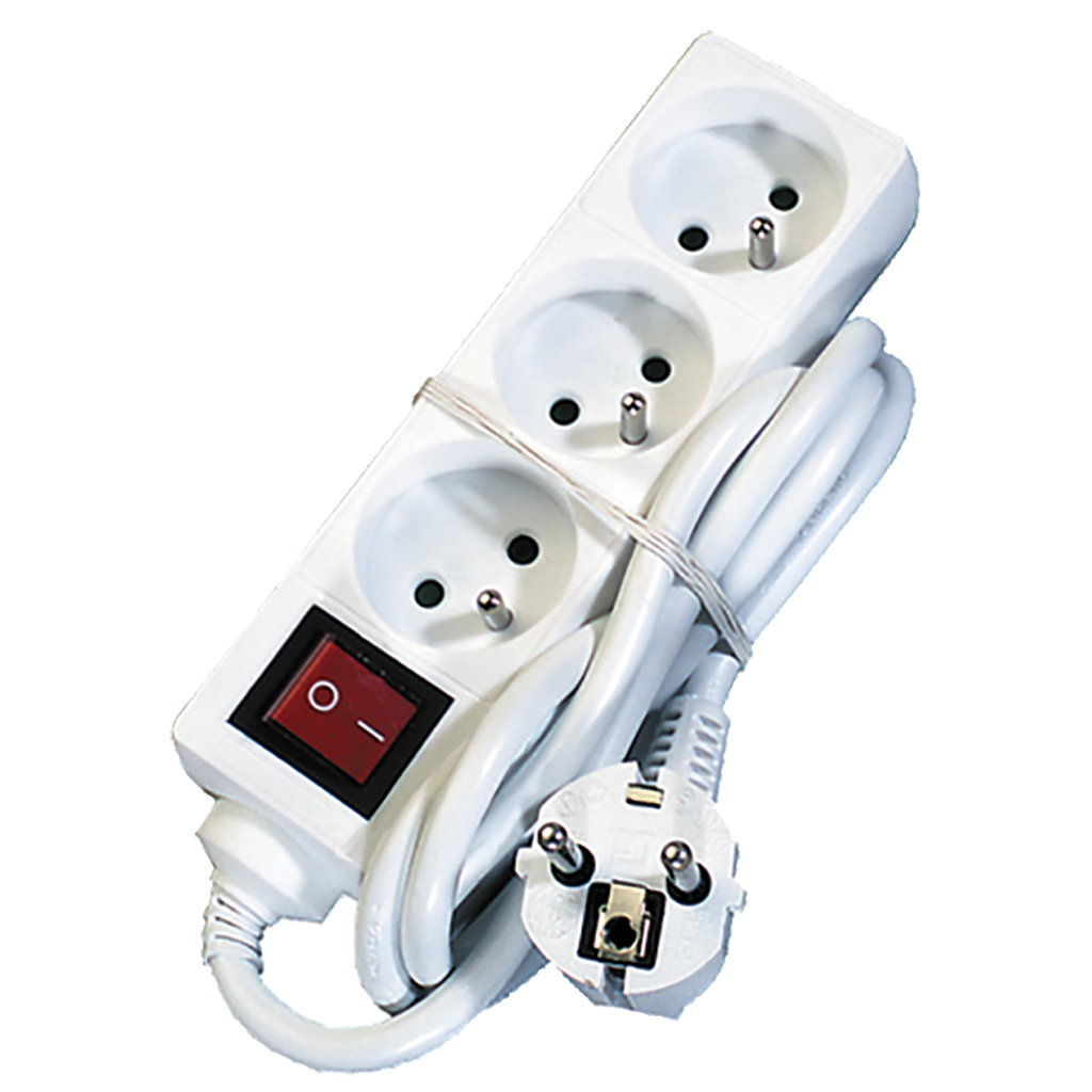 RAMPE 3X10/16A + CORDON 1,5M SWITCH BLANC