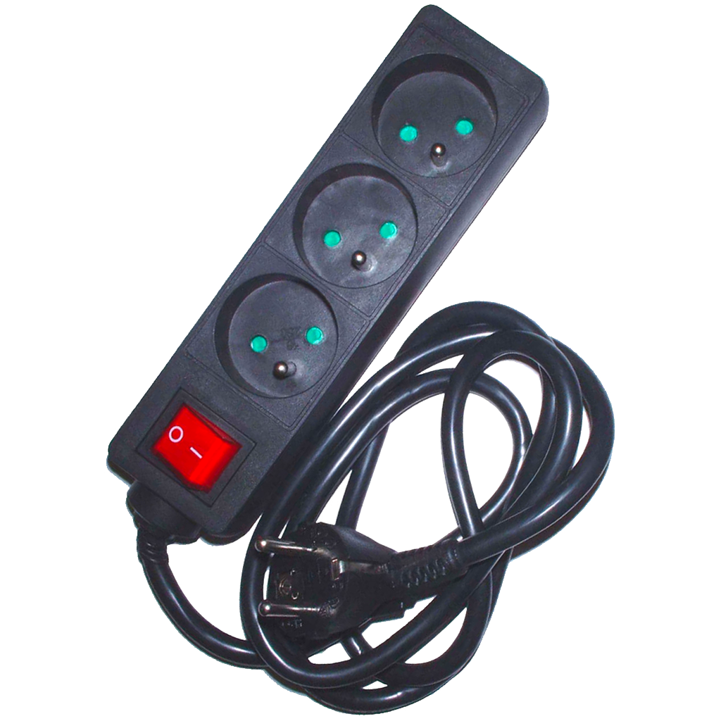 RAMPE  3X10/16A + CORDON 1,5M SWITCH NOIR