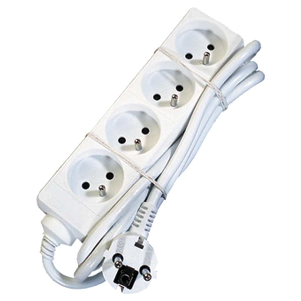 RAMPE  4X10/16A + CORDON 1,5M BLANC