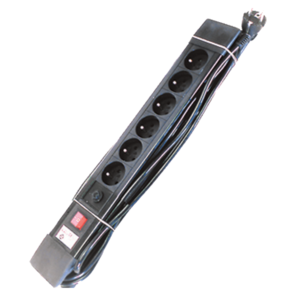 STEKKERDOOS 6X16A MET SNOER 1,5M ZWART