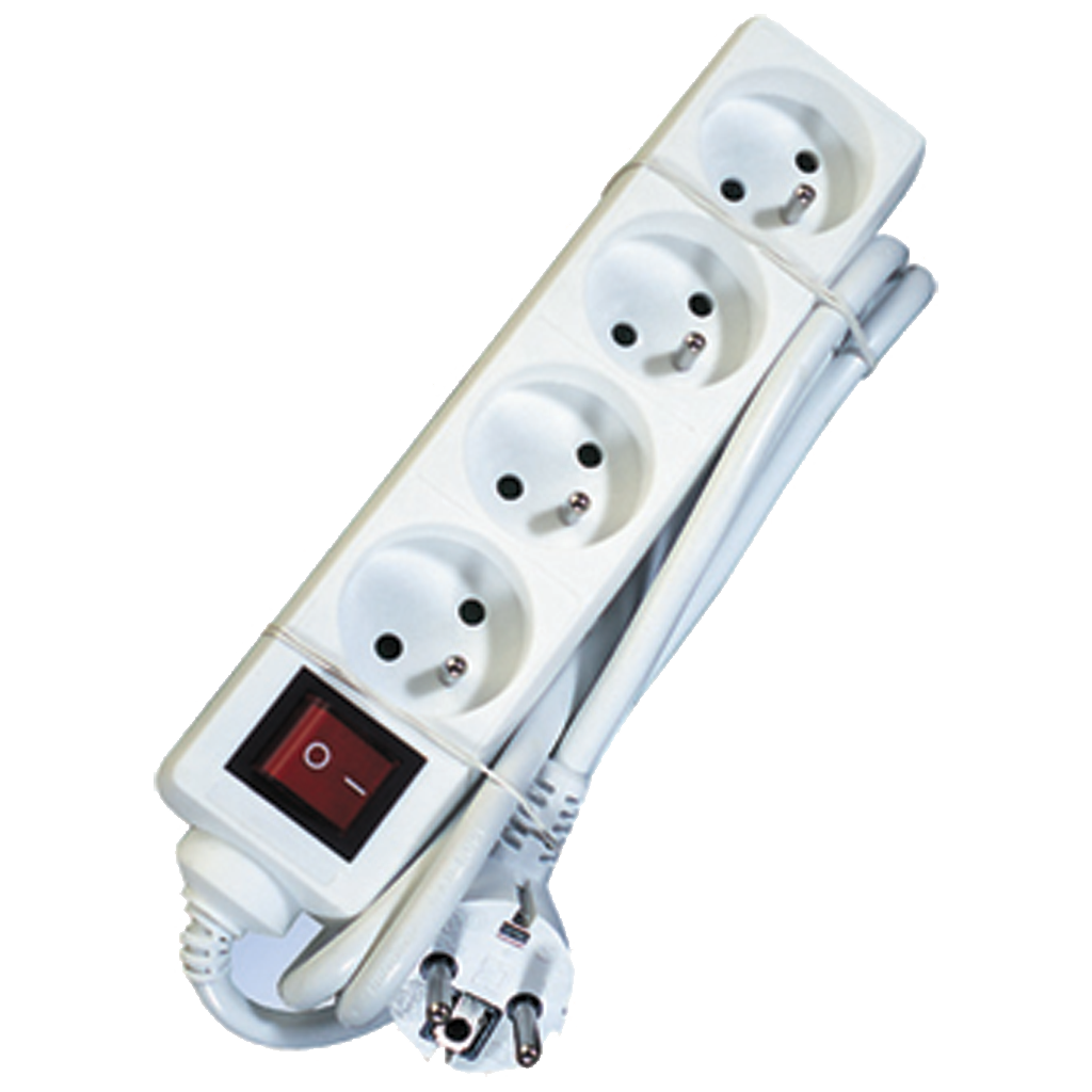 RAMPE 4X10/16A + CORDON 1,5M SWITCH BLANC