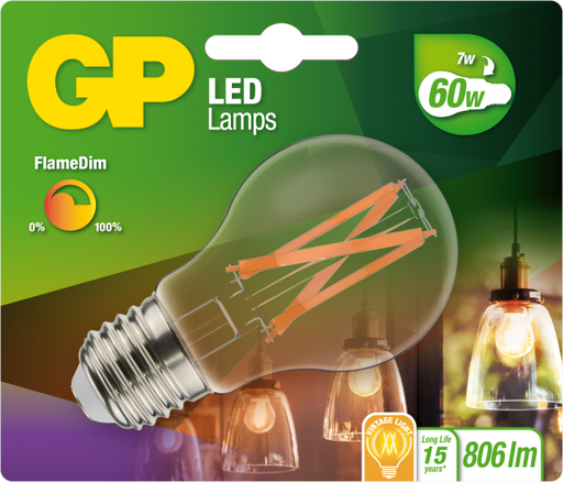 [GP_085430] GP FIL CLASSIC E27 7W FLAMEDIM