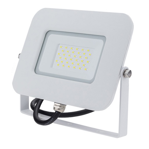 [OPT5872] LED SMD FLOODLIGHT WHITE EPISTAR 30W AC170-265V 150° IP65 4500K 70CM CABLE