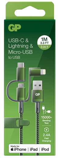 [GP_CY1A] OPLAADKABEL GP CY1A 3IN1 TYPE C MICRO USB LIGHTING 1M