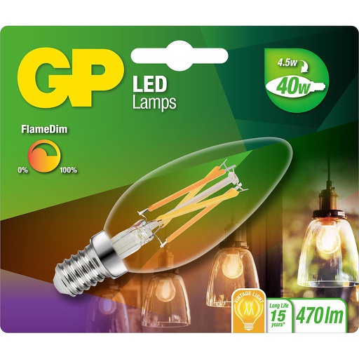 [GP_087472] GP FIL CANDLE E14 4,5W FLAMEDIM