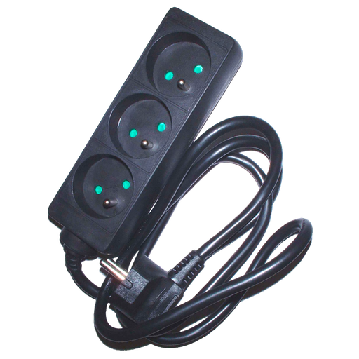 [EL_38338] STEKKERDOOS 3X10/16A MET SNOER 1,5M ZWART