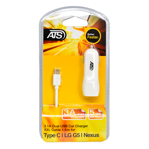 [ATS_1515] CAR CHARGER  TYPE C  DUAL USB 2,1A